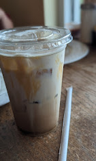 Specialty espresso drink at Biscotti's Cafe